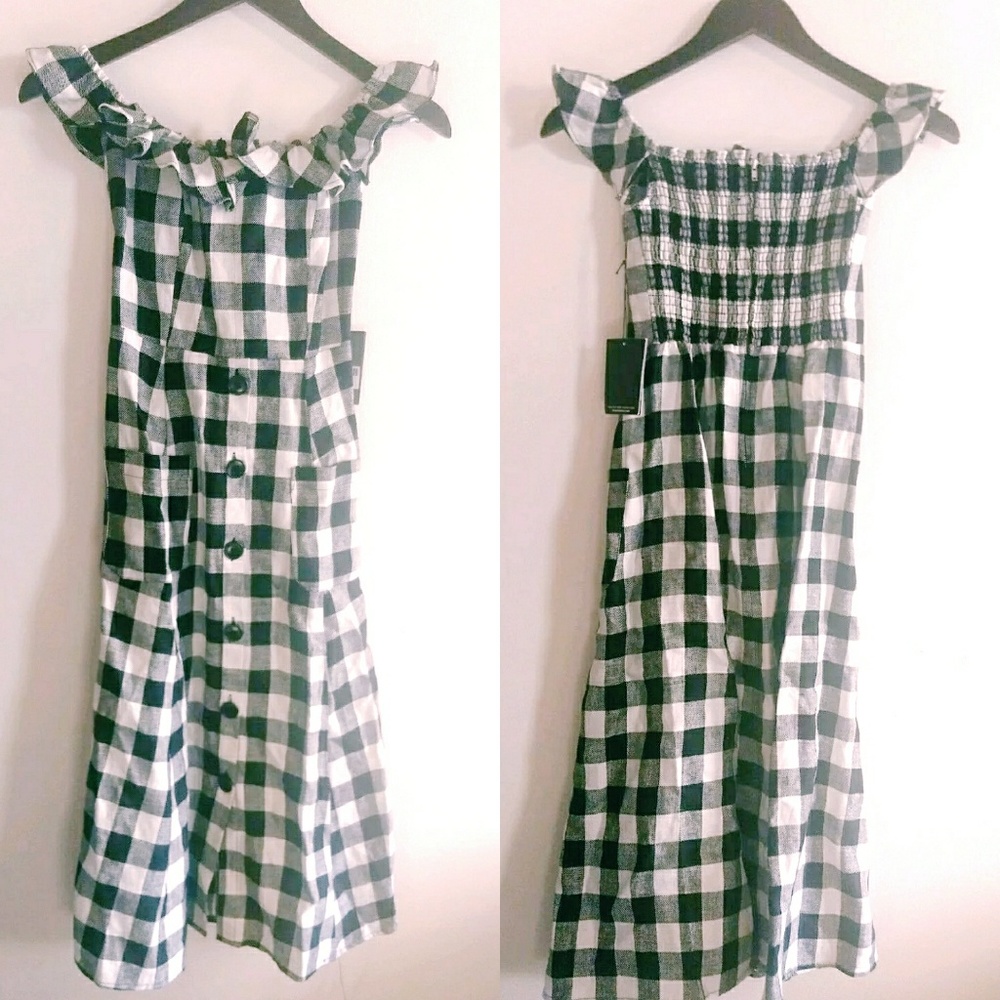 NWT Reformation Hattie Dress Luke Black White 0 - Picture 3 of 4